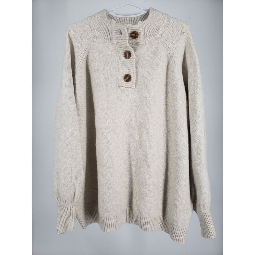 Vine & Love Sweater Womens Small Ribbed Top Long Sleeve Henley Style 3‎ Button